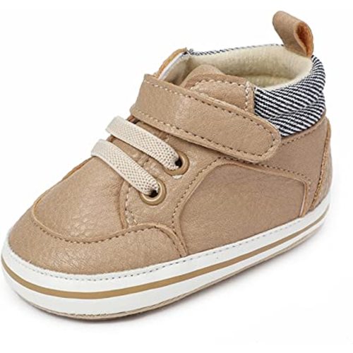SOFMUO Baby Boys Girls High Top Ankle PU Leather Sneakers Soft Rubber Sole Infant Moccasins Newborn Oxford Loafers Anti-Slip Toddler Wedding Uniform Dress Shoes