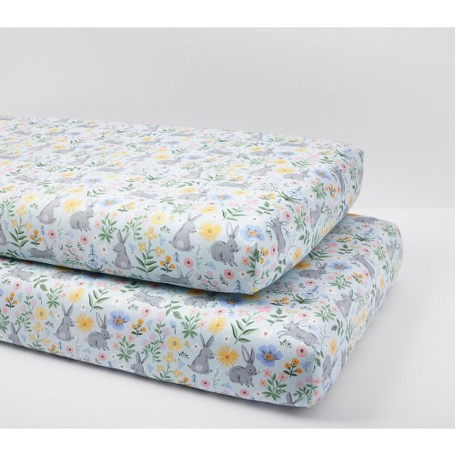 Rifle Paper Co. Bunny Floral Organic Crib Fitted Sheet