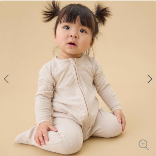 Ribbed Clever Zip Sleepsuit Ribbed Ecru / 0 - 3 M