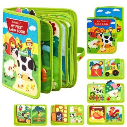 MOVSSOU Busy Board Farm Busy Book Developing Sensory Board Montessori Toys for Toddler Travel Toys Green