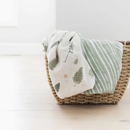 2-Pack Cotton Muslin Swaddles, Pine