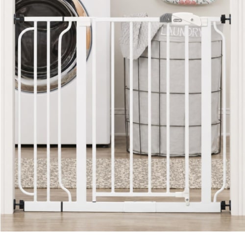 Regalo Safety Baby Gate for Doorways & Stairs, Pressure Mounted Baby Gate with Door for Babies, Toddlers & Pets, Tested & Safe for 30 Years, American Designed, American Owned, White