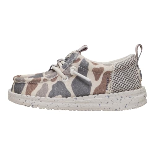 HEYDUDE Boy's Toddler Wally Funk Burlebo Deer Camo Slip On Shoe | Canvas Upper, Printed Footbed, Elastic Laces, Removable EVA Insole, Lightweight EVA Outsole, Machine Washable, Lined Interior