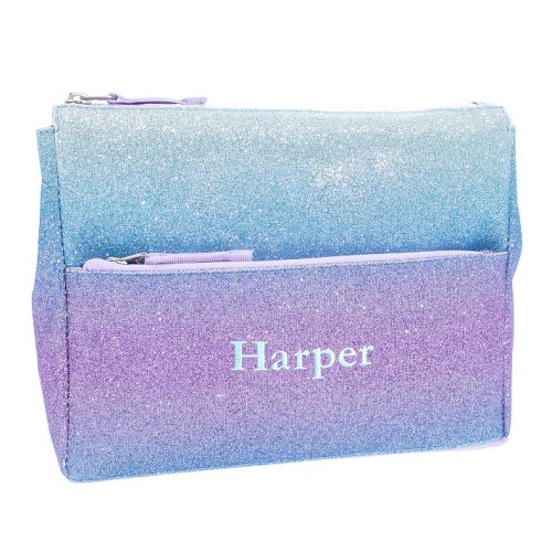 Mackenzie Lavender/Aqua Ombre Sparkle Glitter Supplies Pouch | Pottery Barn Kids