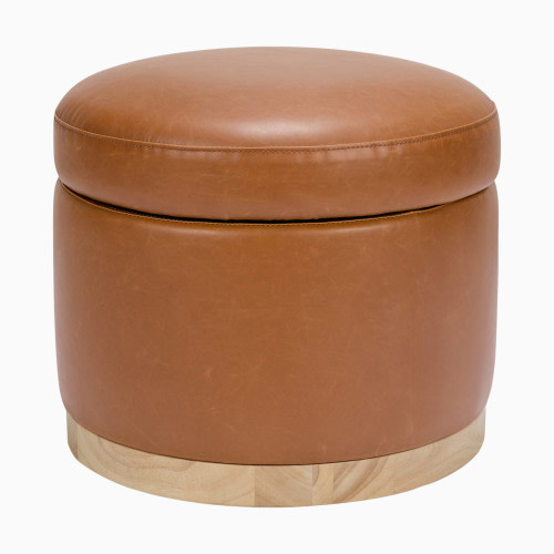 babyletto Naka Storage Ottoman - Pu Tan Leather/Light Base