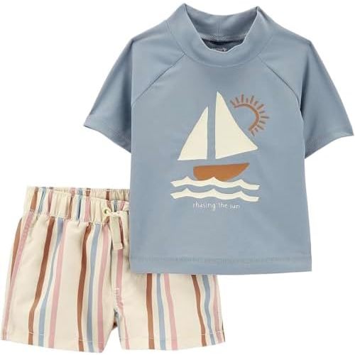 Carter's Baby Boy's 2 Piece Rashguard and Swim Trunks Set
