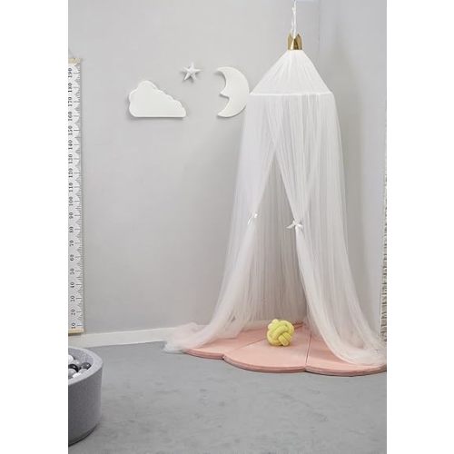 Kids Bed Canopy,Princess Hanging Mosquito Net for Baby Crib Nook Castle Nursery for Kid's Room Decor,White