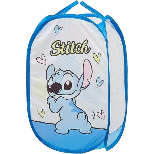 Cute Laundry Basket, Mesh Pop Up Hamper with Carry Handles, Large Capacity Collapsible Storage for Room, Dorm | Travel & Camping (Blue)