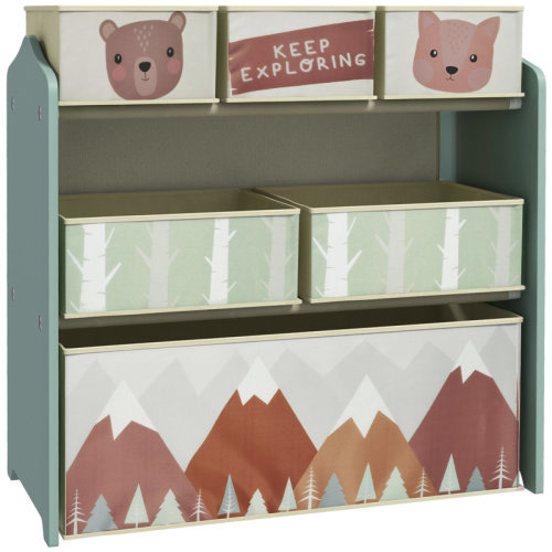 Redwood Rover Toy Organizer With 6 Storage Bins, Kids Storage Unit For Bedroom, Kids Room, 25" X 12" X 26", Green | Wayfair