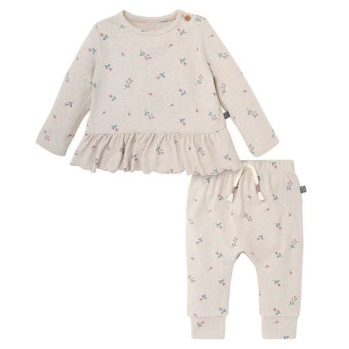 Modern Moments™ by Gerber Baby Girls' 2-Piece Peplum Top and Pants, Beige Heather, 0-3 Months