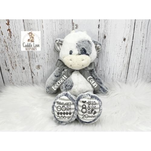 Cow Birth Stats Stuffed Animal Personalized Plush Cow Birth - Etsy