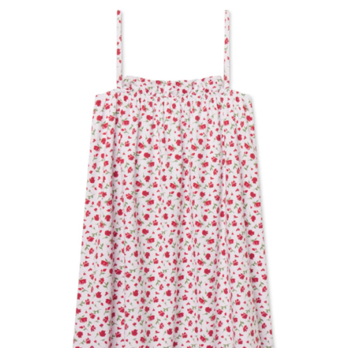 LAKE | Women | Pima Cotton Pajamas | Serene Blue Boating Stripe Ruffle Nightgown