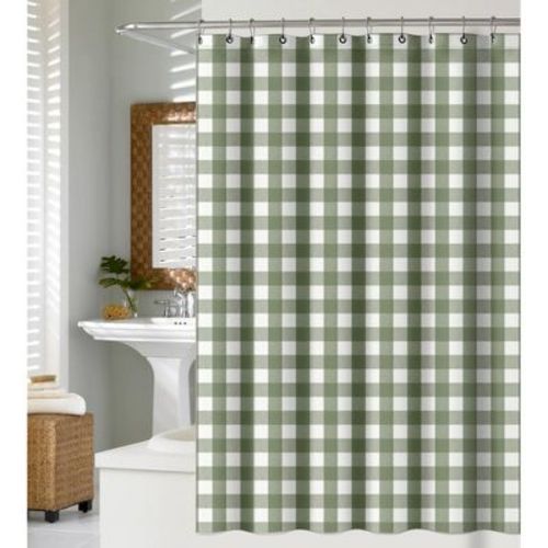 Recycled Cotton Plaid Shower Curtain - 72"x72", Sage