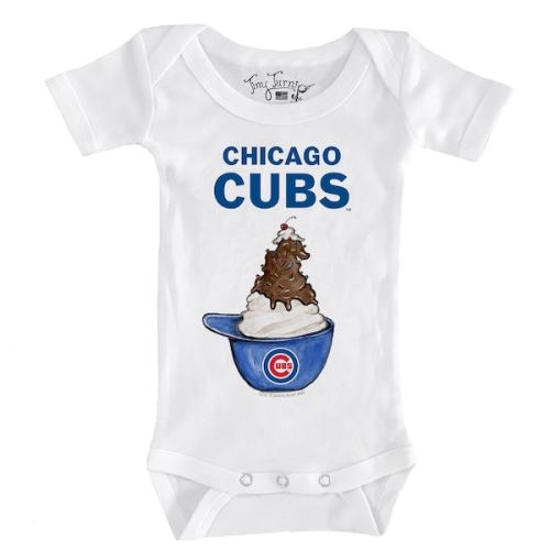 Infant Chicago Cubs Tiny Turnip White Sundae Helmet Bodysuit