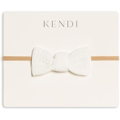 Colored Organics Baby Organic Cotton Dainty Bow Headband - Infant Girls - Coconut Muslin