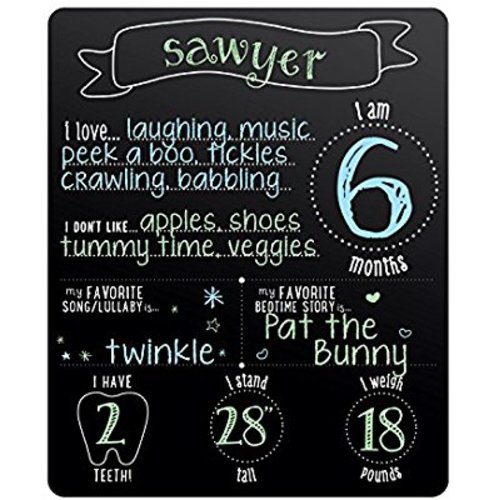Pearhead Baby Milestone Board, Monthly Milestone Baby Photo Prop Chalkboard, Baby Shower Gift, Black - Monthly Milestone Chalkboard