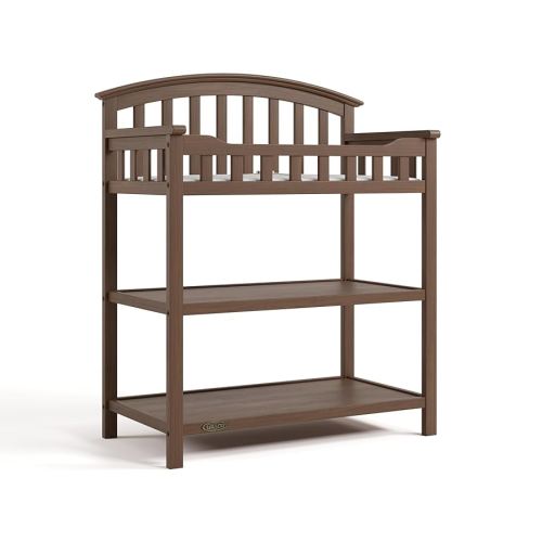 Graco Changing Table with Water-Resistant Changing Pad (Hazelnut) – GREENGUARD Gold Certified, Multi Storage Nursery Baby Changing Table