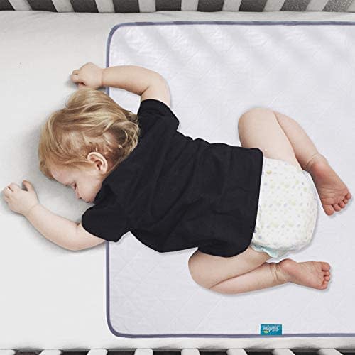 Waterproof Protector 27" x 38", Non-Slip & Durable Wateproof Pad Mat for Baby Pack n Play / Crib / Mini Crib, Ultra Soft Reusable Lifesaver for Toddler Kid Bed As Sheet Protector, White