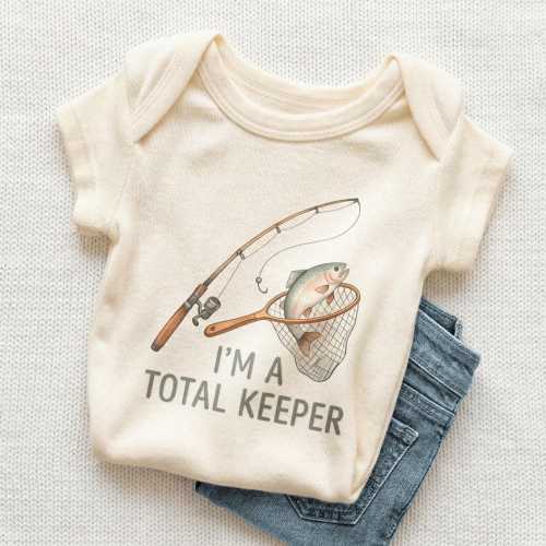 I'm A Total Keeper Baby Onesie - Funny Fishing Bodysuit for Newborn