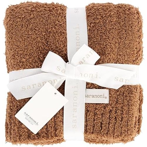 Saranoni Bamboni Luxury Baby Blanket | Cozy & Soft Plush Receiving Blankets | Perfect for Girls & Infant Baby Boy Blankets | Caramel - 30” x 40"