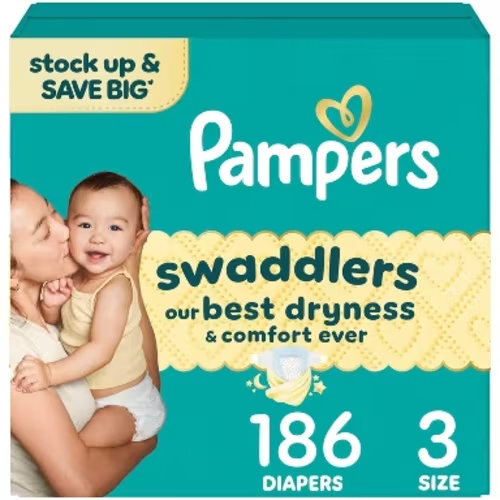 Pampers Swaddlers Sensitive Disposable Diapers Massive Pack - Size 3 - 186ct