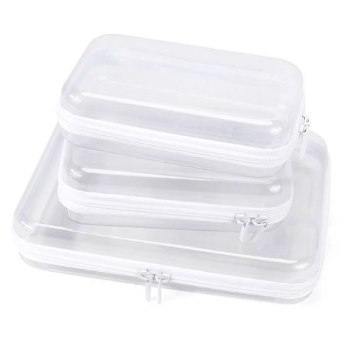 Narwey Clear Hard Shell Zipper Case Clear Zipper Pouches, Travel Toiletry Bag & Waterproof Makeup Organizer, Diaper bag, LSS