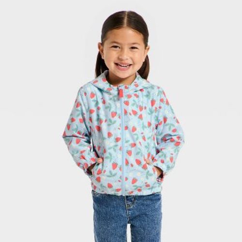 Toddler Girls' Strawberry Printed Windbreaker Jacket - Cat & Jack™ Blue