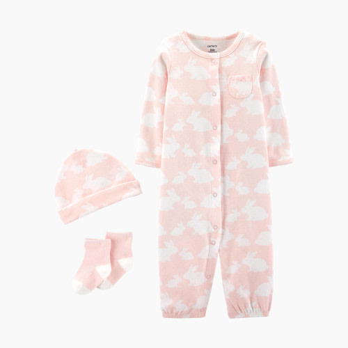 Carter's 3-Piece Convertible Gown Set - Pink Bunnies, Newborn