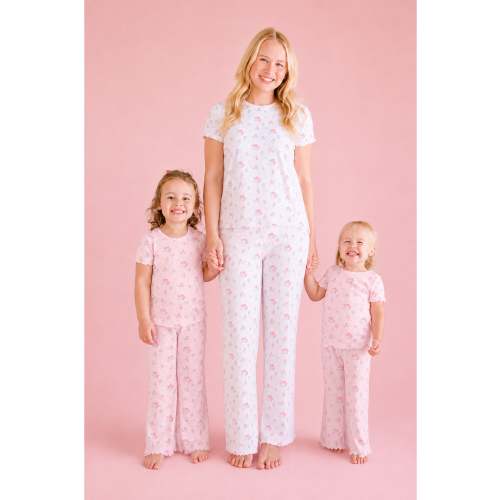Womens Two-Piece Pointelle Flare Lounge Set | Rose Garden White
