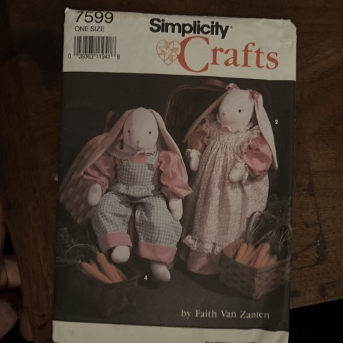 Faith Van Zanten Bunny And Wardrobe Simplicity 7599 Pattern sz 28” Cut