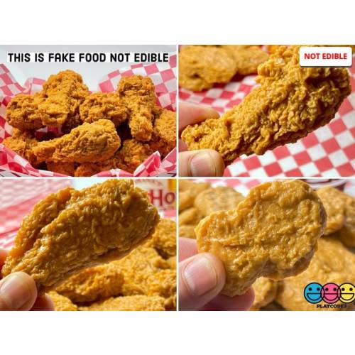 4/3pcs Fried Chicken Legs Wings Nuggets Fake Food Realistic Imitation Life Like Plastic Resin Props Actual Size Foods Fake Bake PLAYCODE3