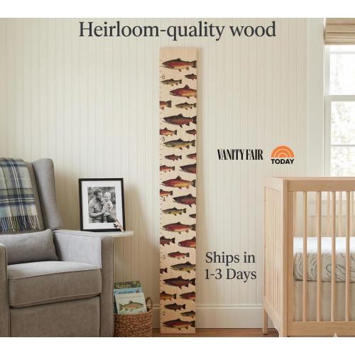 Personalized Trout Wooden Growth Chart / Fishing Nursery Decor Kids Wood Height Chart / Child Wall Hanging Fish /Boy Baby Shower Gift Ruler