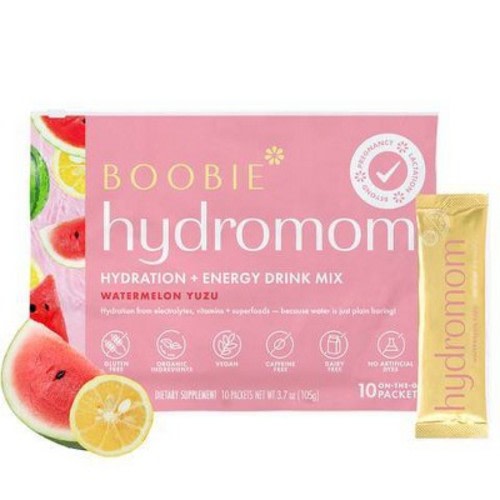 Boobie HydroMom Electrolyte Drink Mix Mineral Supplement Powder - 10ct - Watermelon Yuzu