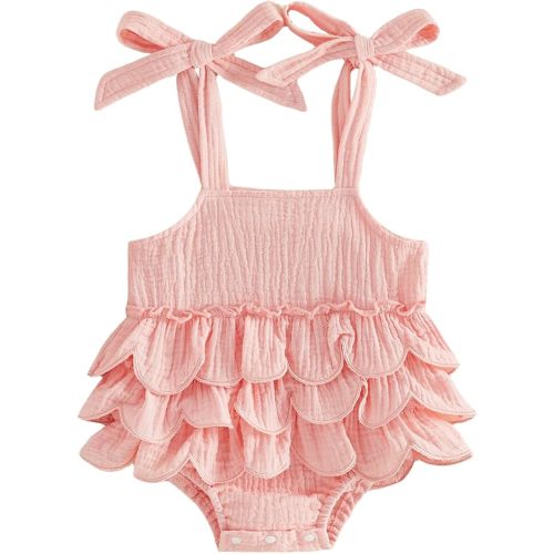 Baby Girl 4th of July Outfit Newborn Infant Romper Dress Flag Print Sleeveless Tie Up Tutu Bodysuit Cute Outfits