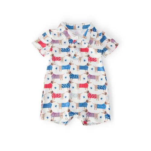 Patriotic Pups Polo Shorty One-Piece