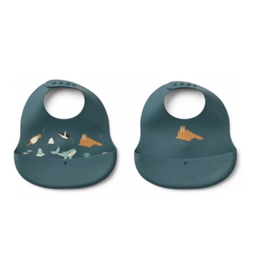 Liewood | Ember Silicone Bibs - Set of 2 - Arctic Sea/Ocean