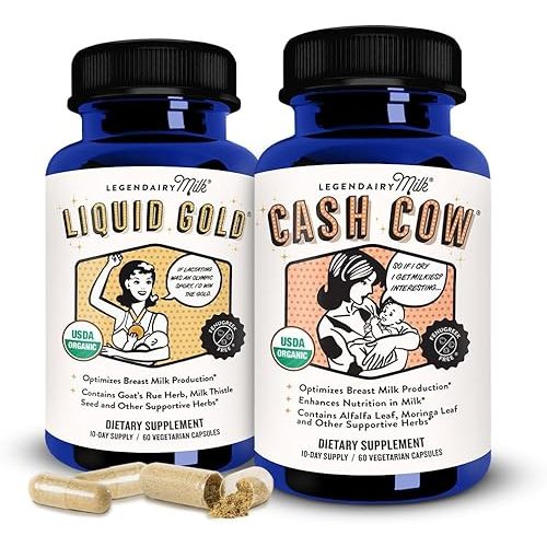 Legendairy Milk Liquid Gold + Cash Cow, Lactation Supplement for Milk Supply Increase and Enhance Prolactin Release - Lactation Support for Breast Milk Production
