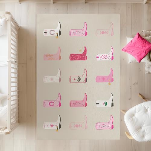 Pink Cowgirl Boot Nursery Rug for Girl Western Nursery Rug Western Theme Dorm Decor Girl Western Room Rug Coastal Cowgirl Dorm Rug Pink