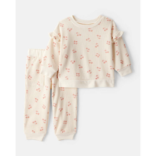 Baby Girl 2-Piece Cherry Fruit Print Long-Sleeve Tee & Pant Set - Ivory | Carter's