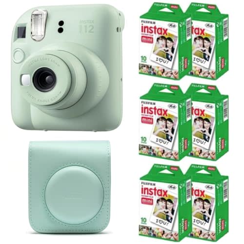 Fujifilm Instax Mini 12 Instant Film Camera (Mint Green) w/Case + Extra Film