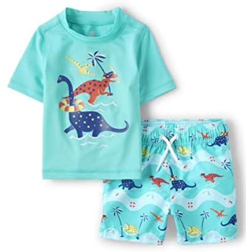 The Children's Place Boys' and Toddler Short Sleeve Rashguard and Bottoms