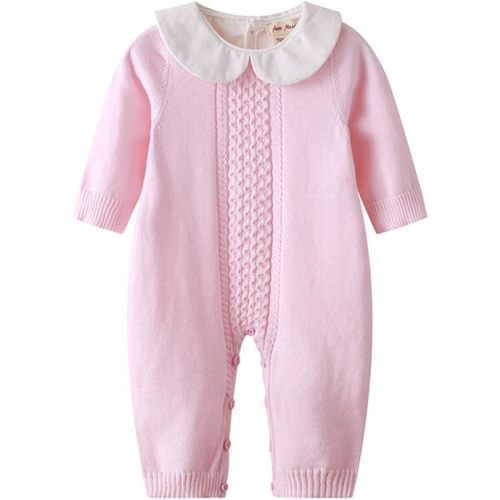 Baby Infant Boy Girl Peter Pan Collar Knit Sweater Romper Outfit Clothes One-Piece Coverall Baby Clothing Jumpsuit