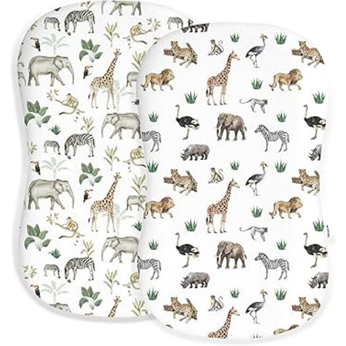 Baby Lounger Cover for Boys and Girls, Soft Breathable Polyester Cover, Fits Most Lounger Pillows, Cute Patterns, Durable and Machine Washable (Jungle Journey, Envelope)