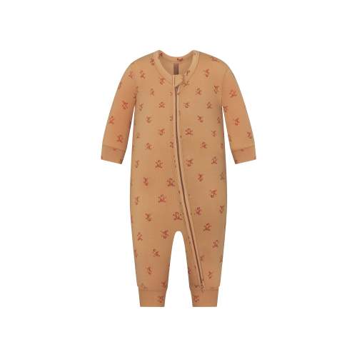 SKIMS SLEEP BABY ONESIE | CARAMEL GINGERBREAD PRINT