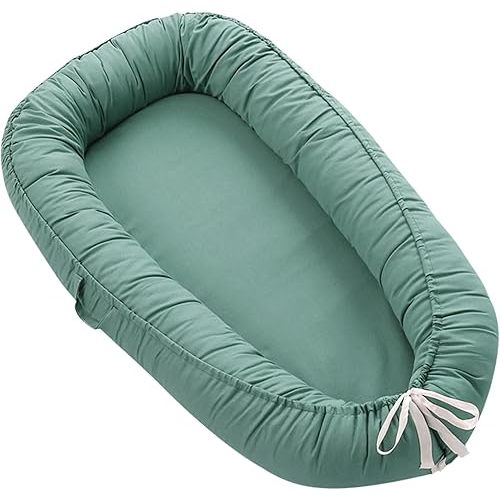 Baby Lounger Cover for Newborn, Baby Nest Cover for Baby Girls & Boys, Organic Cotton Infant Lounger, Reversible, Adjustable & Portable Floor Loungers Breathable, Soft, Washable Cover