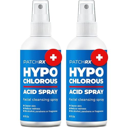 Hypochlorous Acid Spray (8oz, 2 packs), HOCL Facial Cleanser Acne Spray for Face, Body, Eczema, Pimples, Breakouts & Overall Skin Recovery (Reduces Redness)