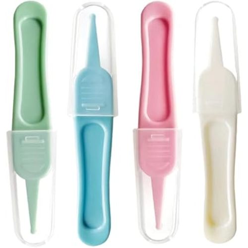 Baby Ear & Nose Cleaning Clip, 4 Pcs Plastic Round-Head Nasal Tweezers