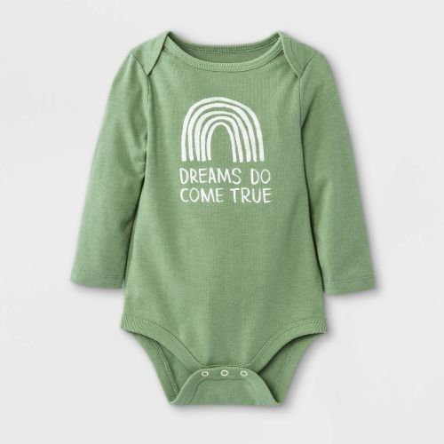 Baby 'Dreams Do Come True' Long Sleeve Bodysuit - Cat & Jack™ Olive Green 24M