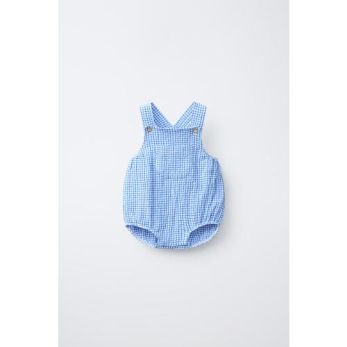 PLAID ROMPER - Blue | ZARA United States