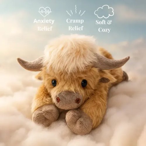 🐮Cozy Highland Cow Plush Toy For Anxiety And Cramp Relief